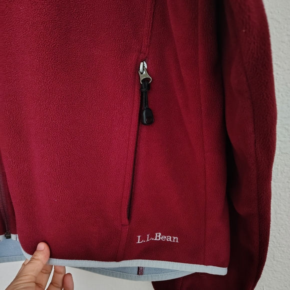 L.L.Bean Polartec Fleece Jacket – Burgundy Hooded Full Zip Men’s Medium Vintage - Picture 4 of 16